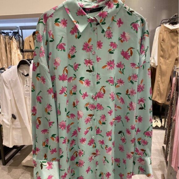 Zara Floral Button Up Shirt - Picture 3 of 6